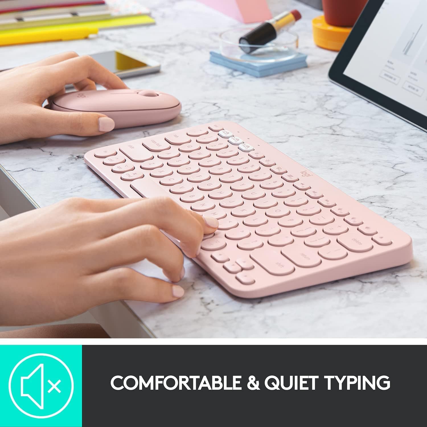 Buy Logitech,Logitech K380 Multi-Device Bluetooth Keyboard for Mac with Compact Slim Profile, Easy-Switch up to 3 Devices, Scissor Keys, 2 Year Battery, macOS/iOS/iPadOS, QWERTY UK English Layout - Rose - Gadcet | UK | London | Scotland | Wales| Near Me | Cheap | Pay In 3 | Keyboard & Mouse